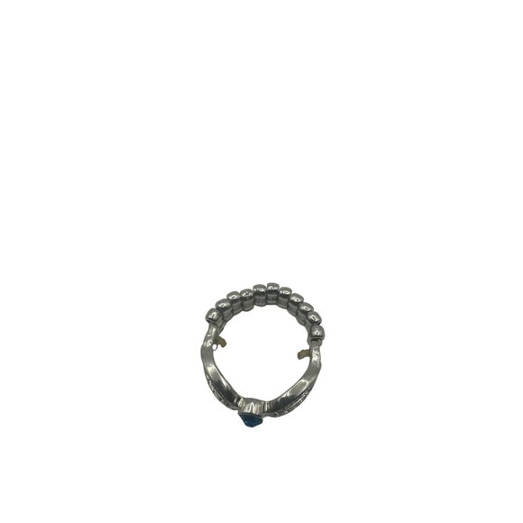 Silver Tone Infinity Ring With Blue Gemstone & Clear Crystals - Picture 3 of 4